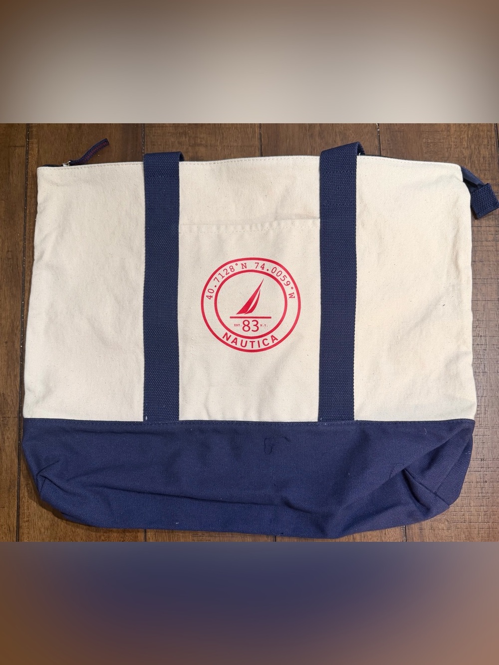 Nautica Canvas Jumbo Zippered Tote